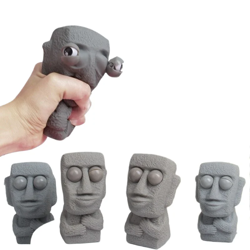 Divertidos juguetes para aliviar el estrés Stone Man, juguetes antiestrés para apretar, estatua suave, expresión de ojos, relaja el estrés, regalo de Navidad para niños