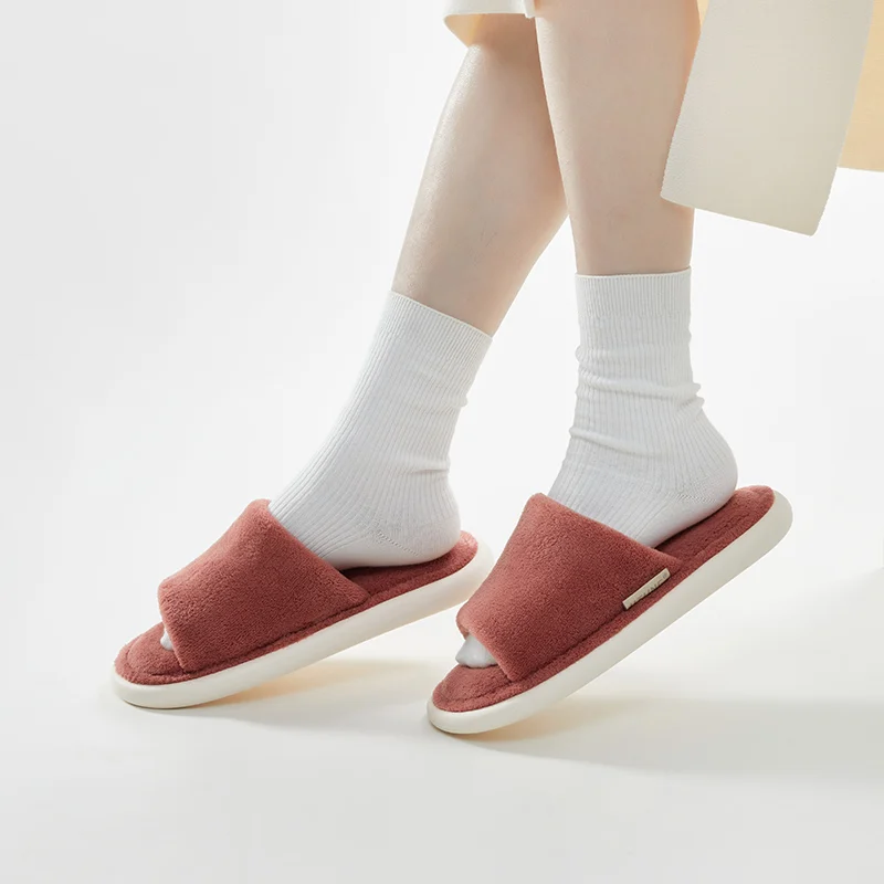 UTUNE Coral velvet cotton EVA slippers Soft Bottom Women's Home Shoe four seasons Japanese-style indoor deodorant Mute men Shoes