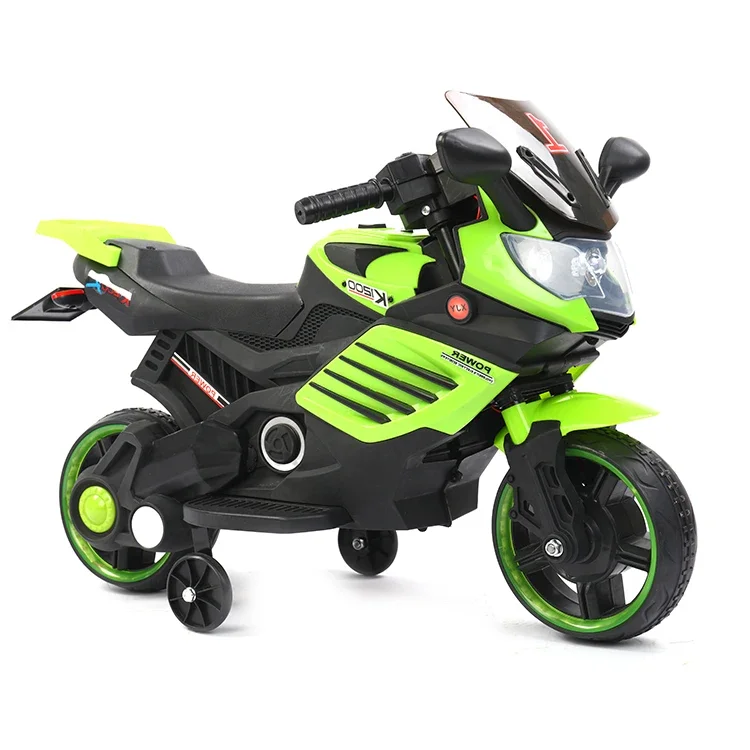 Motocicleta eléctrica con control remoto para niños, coche de juguete de carga con rueda auxiliar, nuevo