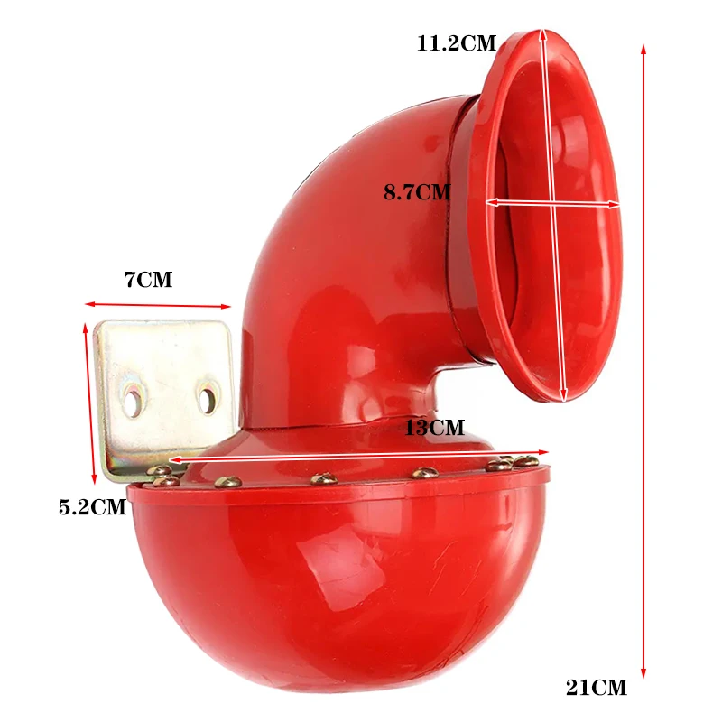 12V 178DB Super-loud Sound Trumpet Air Bull Cow Horn Kit For Cars Trucks Boats MotorcyclesTaxi 12 V Vehicle ABS plastic Red