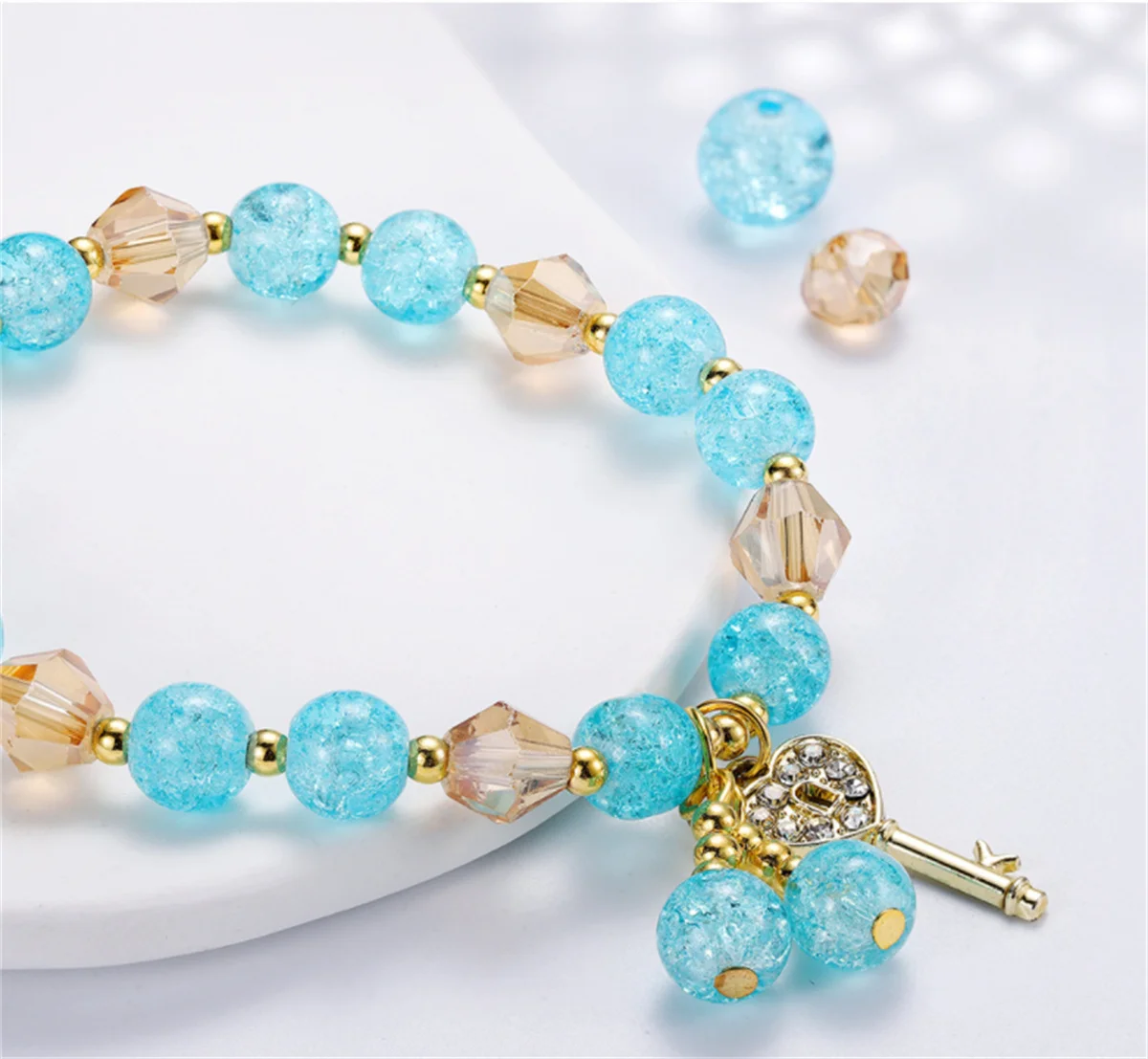 Children's braceletscrystal pink crystal fresh keys,student braceletsbaby safety braceletschildren's silicone bracelets