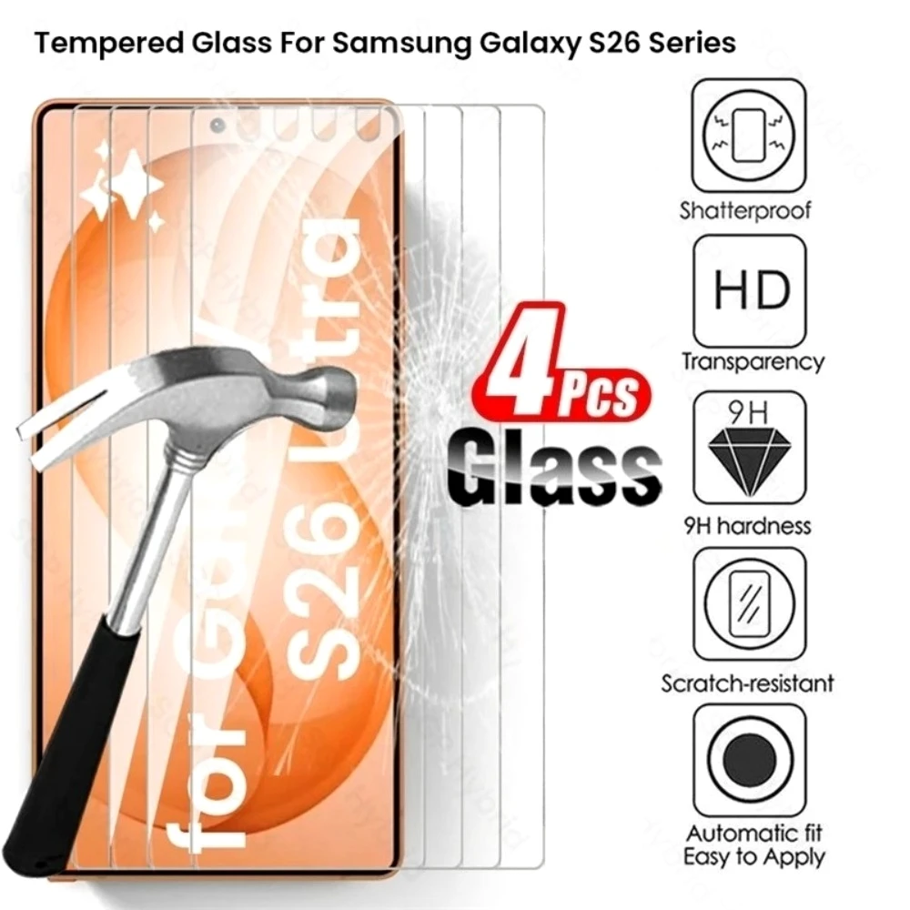 

Защитная пленка для экрана Ultra HD, 4 шт., для Samsung Galaxy S26 S25 S24 Ultra S23 S22 S21 Plus S25 S24 FE, закаленное стекло с защитой от царапин