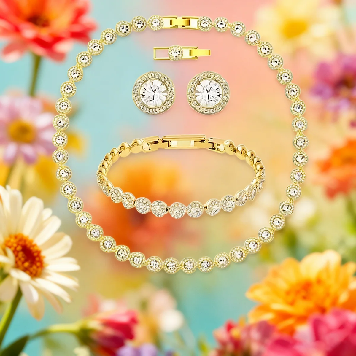 

Высококачественный женский классический комплект ожерелья с круглыми кристаллами и бриллиантами Happiness S925, серебряный великолепный комплект ювелирных изделий серии Una Angelic