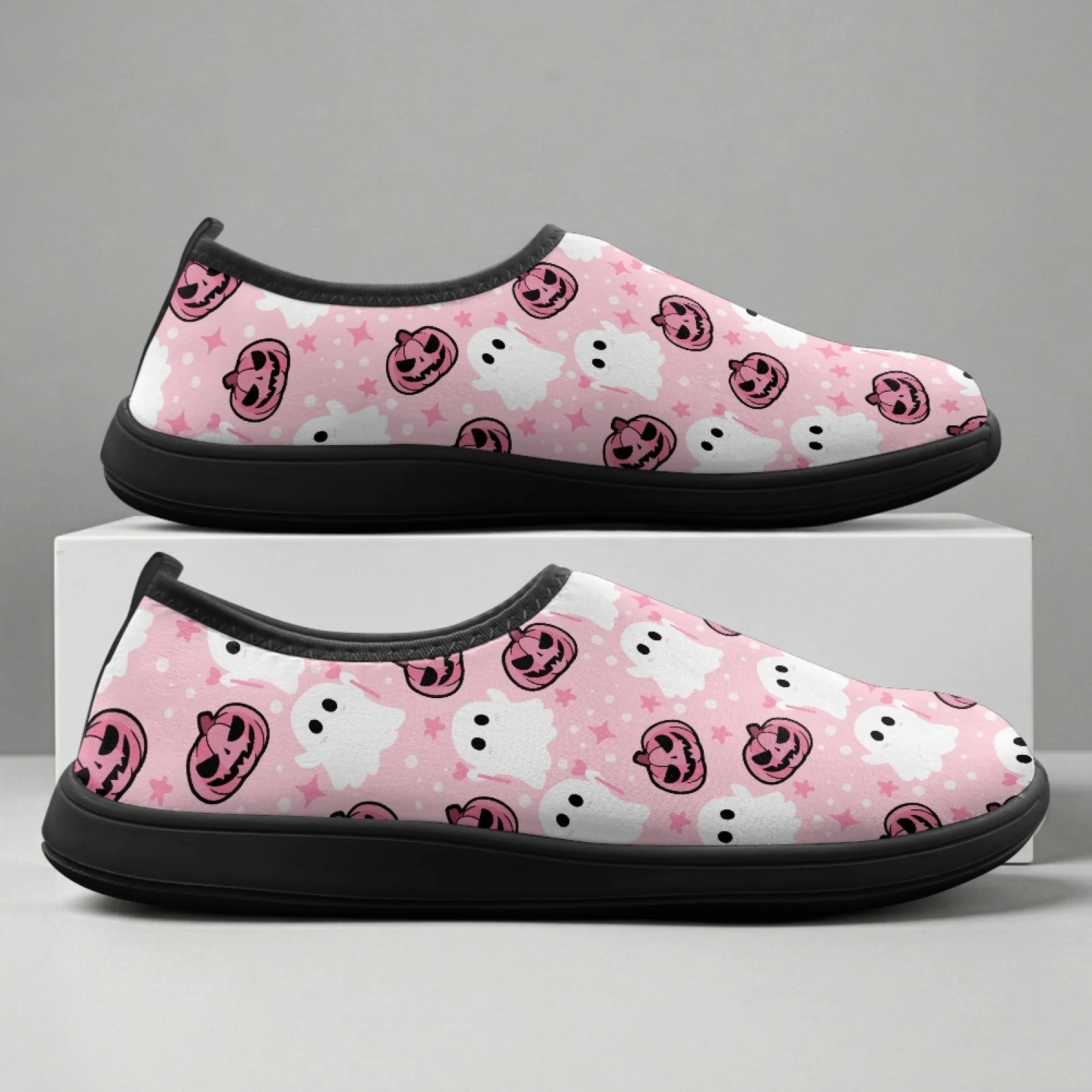 PENSTROLL Ghost Pumpkin Print Low Heel Workout Trainers Hiking Shoes for Casual Breathable Casual Shoes 2026 Collection
