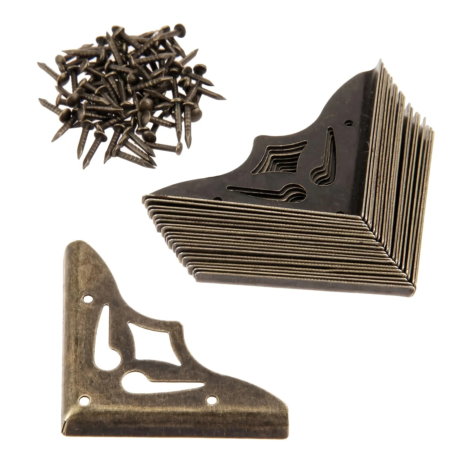 8Pcs Furniture Fittings Metal Craft Antique Bronze Jewelry Box Corner Foot Wooden Case Corner Protector Decorative Corner 35mm