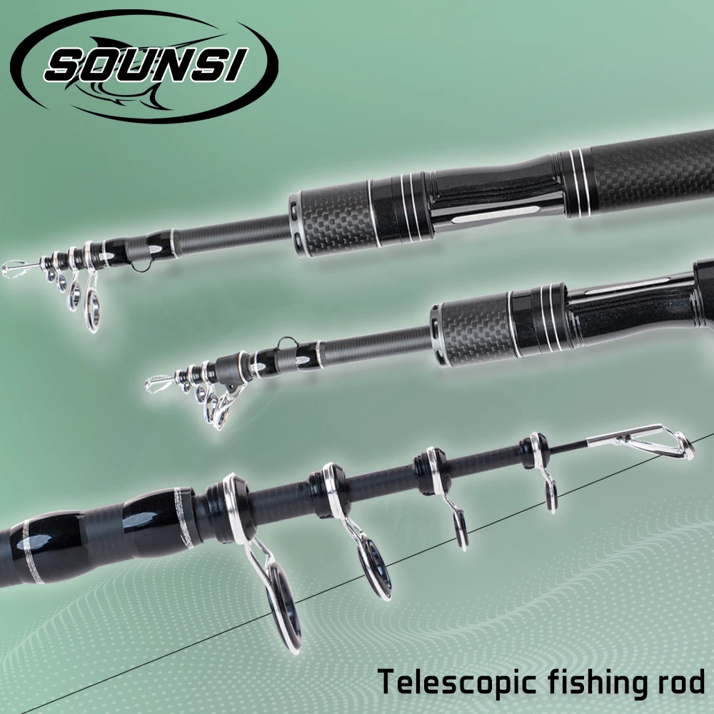 

Ультра-легкая телескопическая удочка SOUNSI Carbon Spinning, 2 секции длиной 1,45-1,48 м, леска 1–4 для удочки на форели