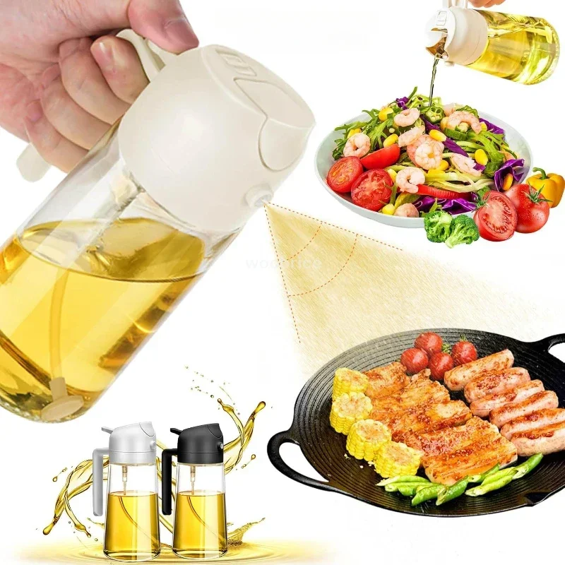 2 in 1 Olive Oil Sprayer Kitchen Oil Spray Bottle Olive Acid Sprayer Oil Mouth for Cooking BBQ Baking OilsDispenser Accessories