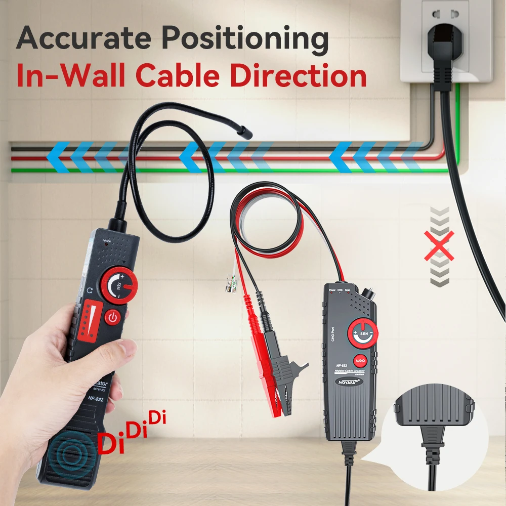 Noyafa Underground Cable Tracker Anti-Interference Cable Locator High& Low Voltage Wire Tracker Cable Tester Network Line Finder