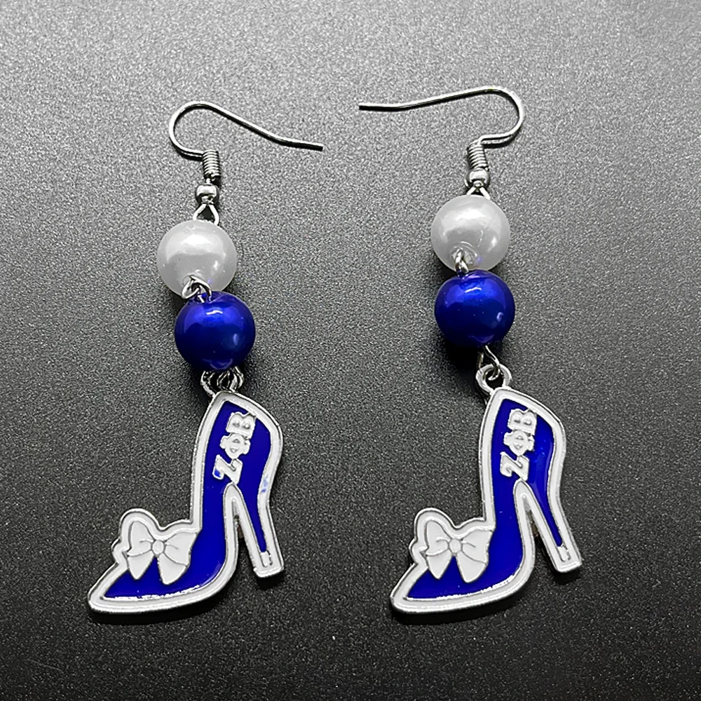 Fashion girl sorority society ZETA PHI BETA symbol dove High heels charm earrings eardrop