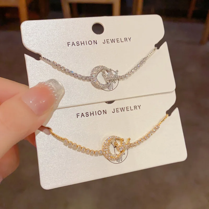

New Design Minimalist Moon Crown Rhinestone Link Chain Bracelet for Women Elegant Adjustable Bangle Wedding Party Jewelry 1690
