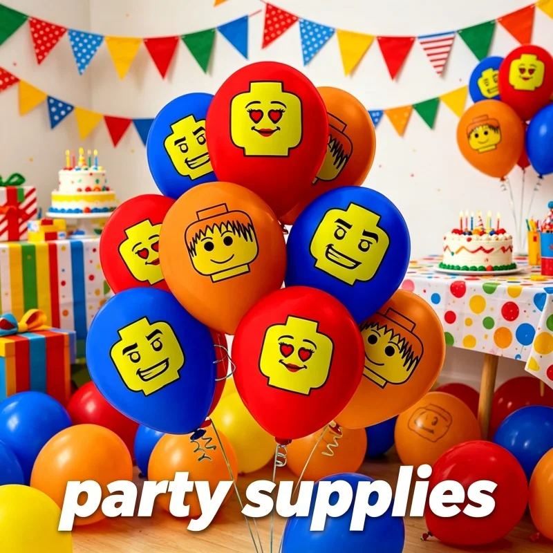 Kit de Décoration Thème Blocs de Construction avec Ballons en Latex à Motifs Vifs pour Célébrations, Douches, Anniversaires et Aménagement de Scène – Fournitures et Cadeaux