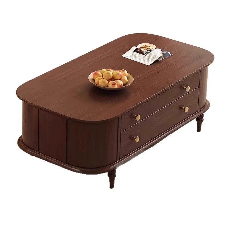 

TV cabinet coffee table combination French small apartment household living room solid wood black TV cabinet side cabinet