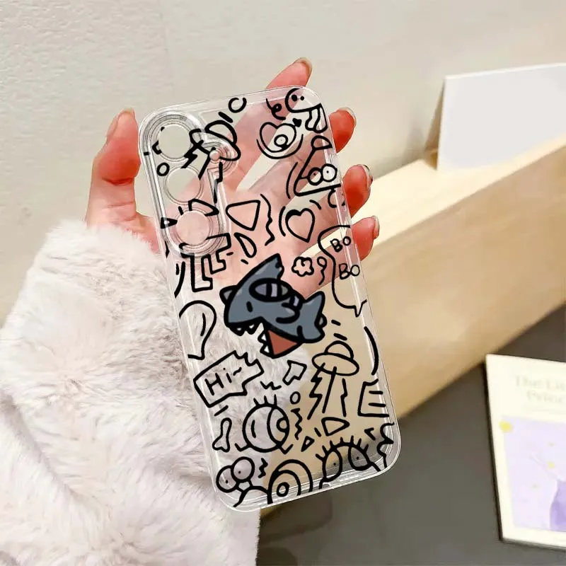 

Популярный чехол для телефона Cat Shark Cartoon Line для Samsung A56 A42 A36 A35 A34 A23 A16 A15 A05 A04 A03 Note 20 5G полупрозрачный