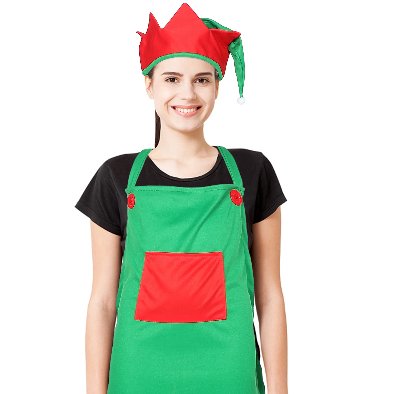 

Christmas Apron Hat Set Kitchen Baking Cooking Apron For Restaurant Cafe Hotel Holiday Party Decoration Home Daily Use