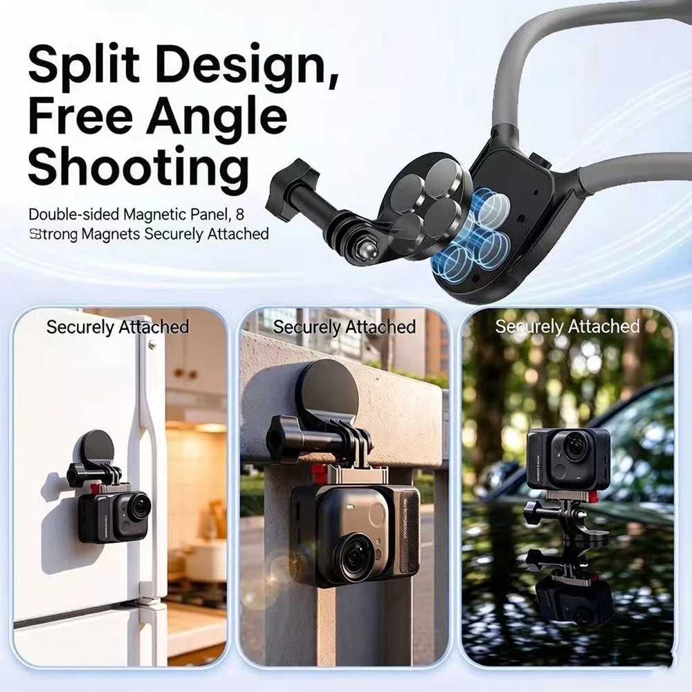 Invisible Magnetic Neck Mount, POV Neck Mount Action Camera Holder for Gopro 13 DJI POCKET 4 4P Insta360 Luna Ultra X5 DJI 360