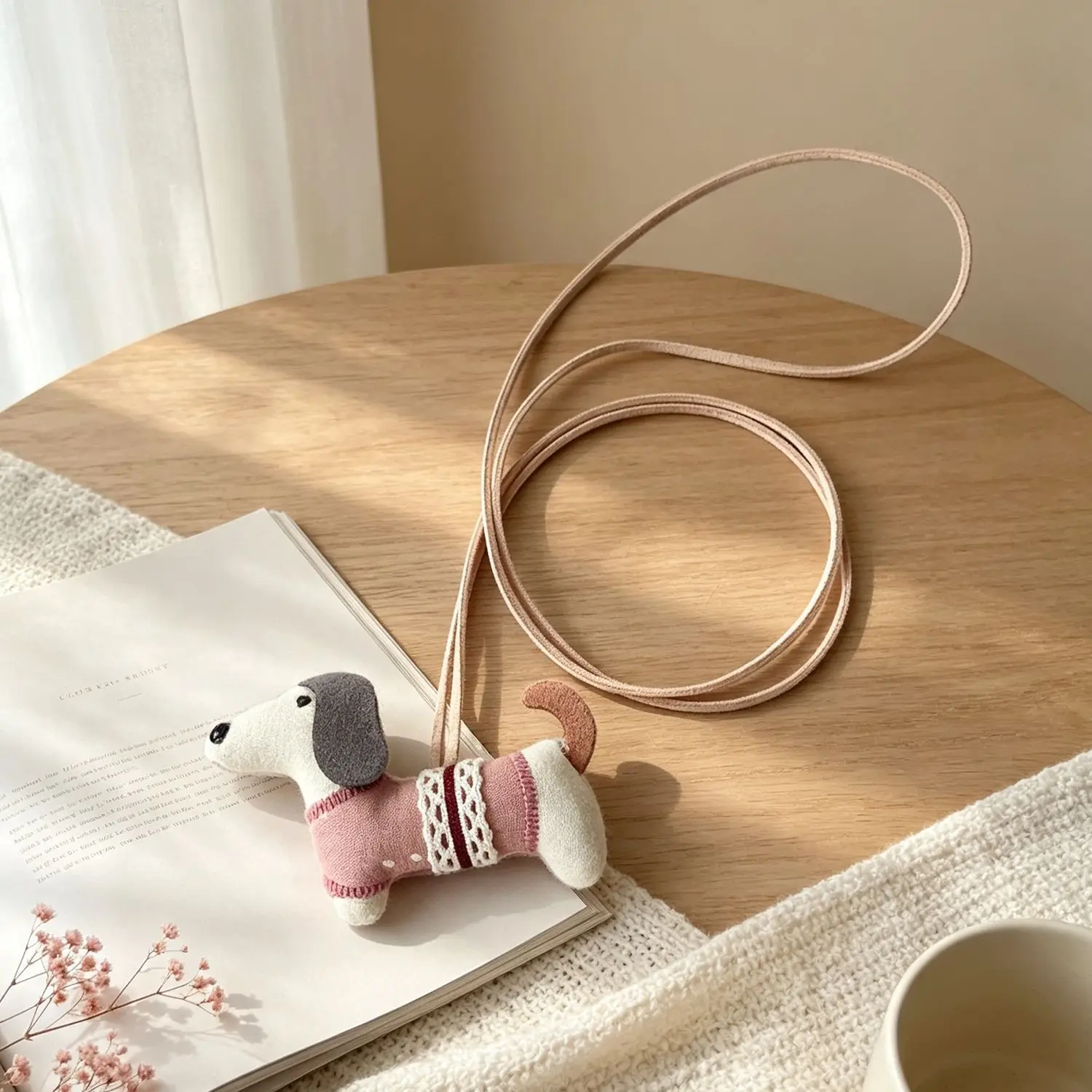 Stuffed Plush Brown Bear Long Necklace Pendant for Baby Girls Sweet Adorable Charming Wearable Daily Outfit Accessory