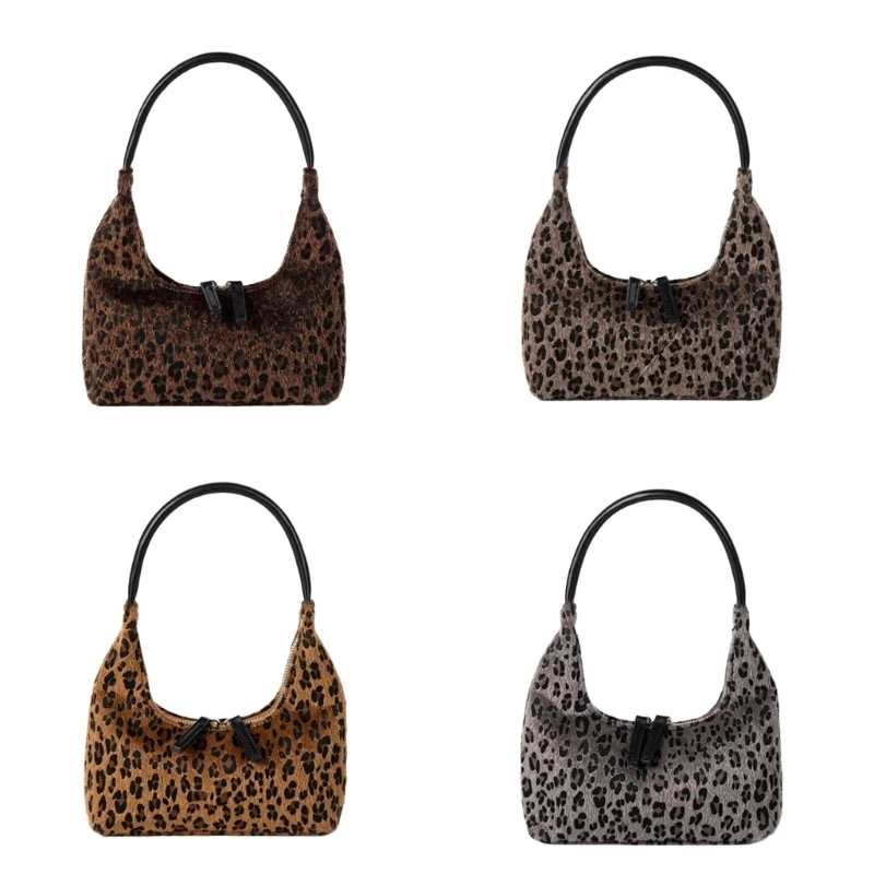 

Retro Inspired Plush Leopard Print Handbag Fashion Handle Bag Evening Bag Designed For The Modern Women and Girls