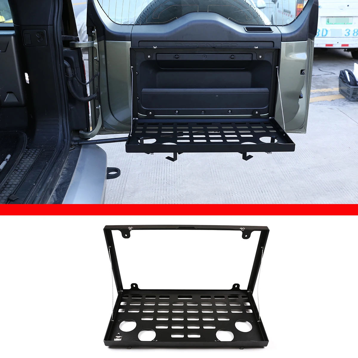 For Land Rover Defender 2020-22 Aluminum Alloy Black Off-Road Travel Car Tailgate Table Back Door Foldable Shelf Car Accessories