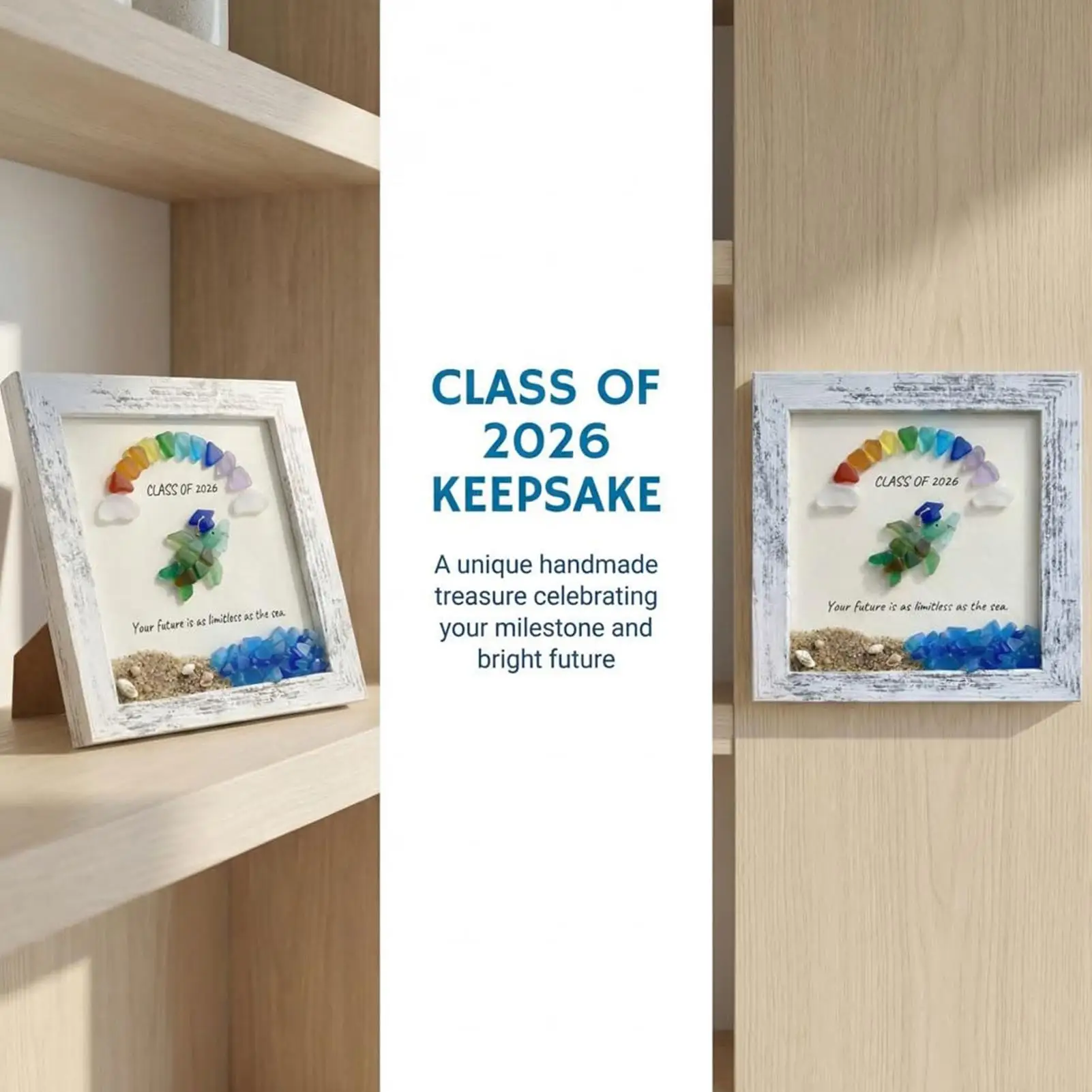 

Сувенир на выпускной: Декоративная фоторамка из морского стекла для стола, украшение для рабочего стола, для братьев и сестер, друзей, одноклассников, коллекционеров, для пляжного дома