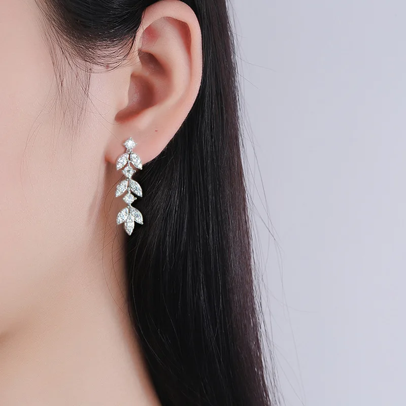 Elegant S925 Sterling Silver D-Color Moissanite Dangle Earrings - Fringe Design Jewelry for Women Valentine's Day gift