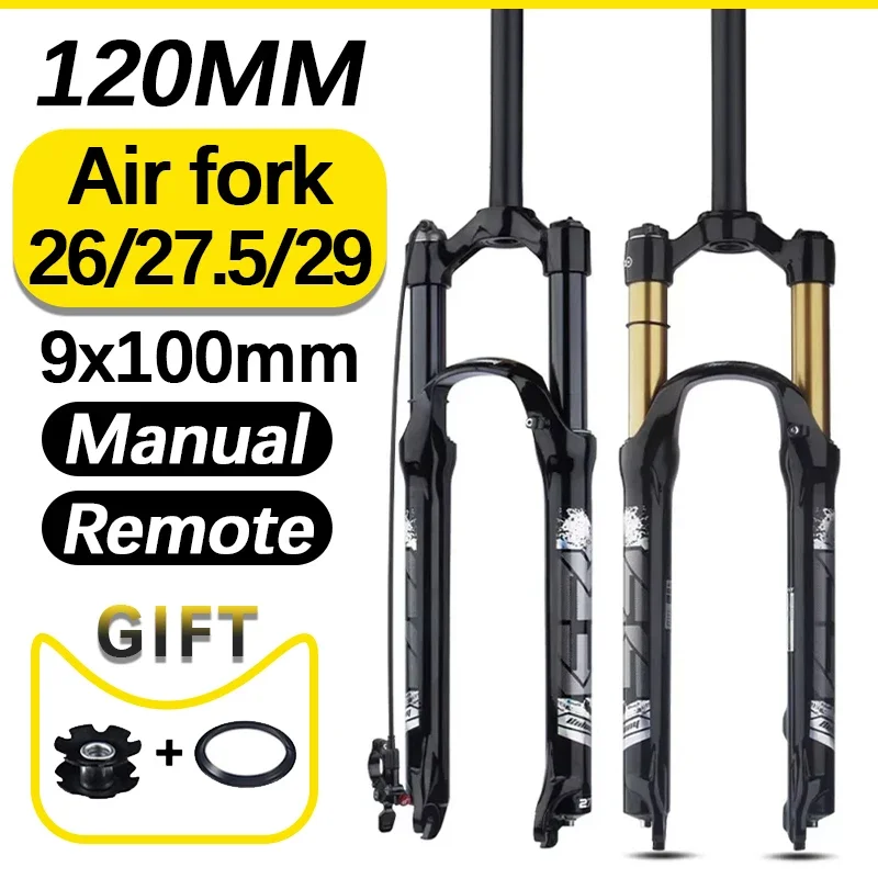 BOLANY Air Fork mtb 29 Inch Mountain Bike Bicycle Fork 26 27 5 Shock Absorber Suspension Straight Tapered 120mm Front Fork