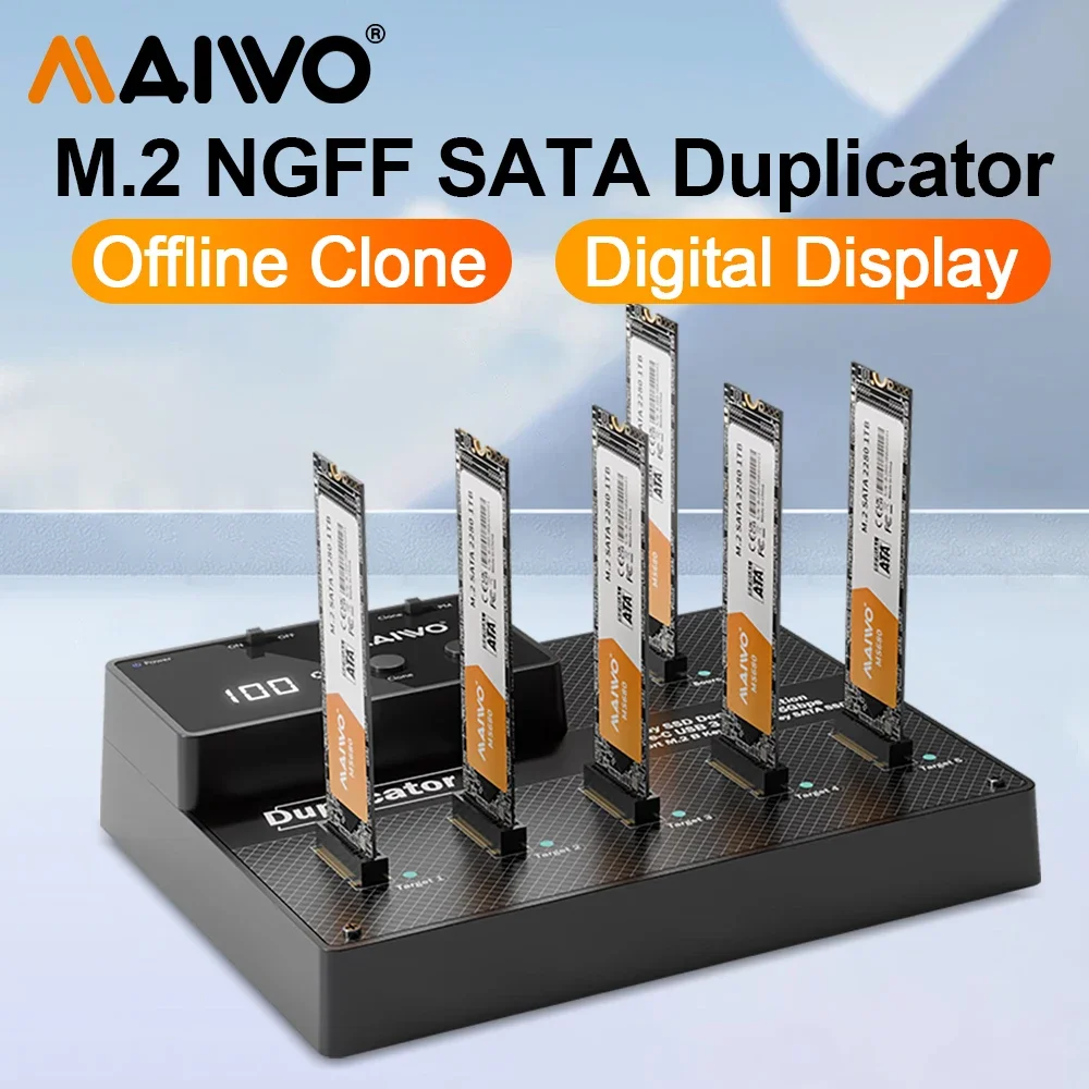 

MAIWO 6-пропускная док-станция M.2 SATA SSD, копия твердотельного жесткого диска, автономный клон M.2 sata ngff ssd, корпус
