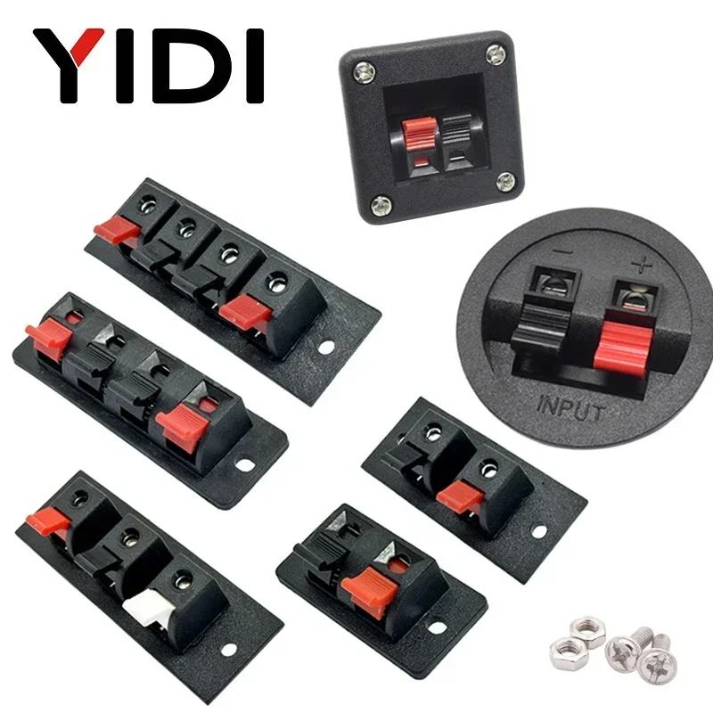 2pcs 6pcs 10pcs 2 3 4 Positions Connector Terminal Push In Jack Load Spring 4 Poles Audio Speaker Terminals Plug Socket Clip