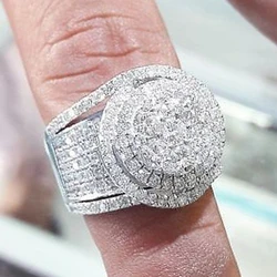 Huitan Newly Designed Wedding Rings with Brilliant Cubic Zirconia Luxury Fashion Finger Accessories for Women Engagement Jewelry