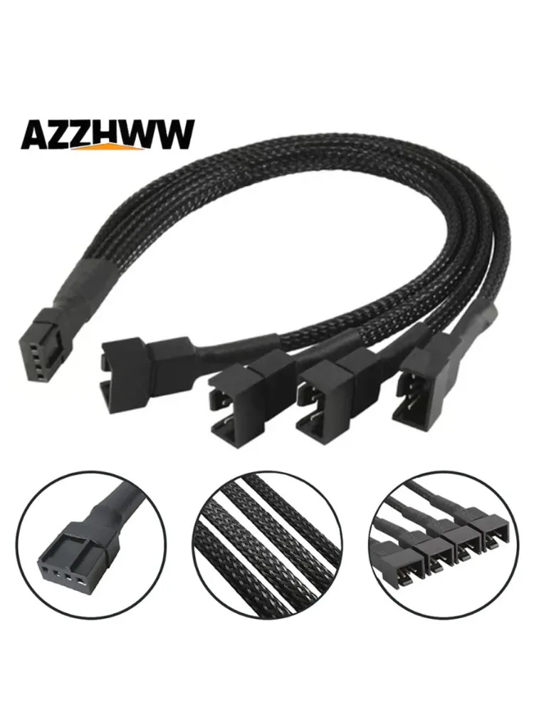 Séparateur de ventilateur PWM, petit contrôle de température à 4 broches, câble d'extension 1 à 1/2/3/4, pour PC, ordinateur, CPU, Extension de ventilateur, séparateur de câble d'alimentation