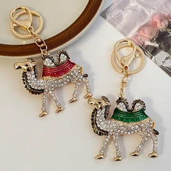 Enamel Camel Key Chain Luxury Rhinestone Crystal Car Key Ring Dubai Souvenir Gift