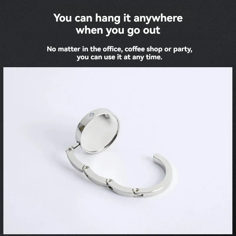 Portable Folding Bag Hanger Handbag Hook Holder Table Hook Crystal Alloy Purse Bag Holder Circle Shape Bag Accessories image 3