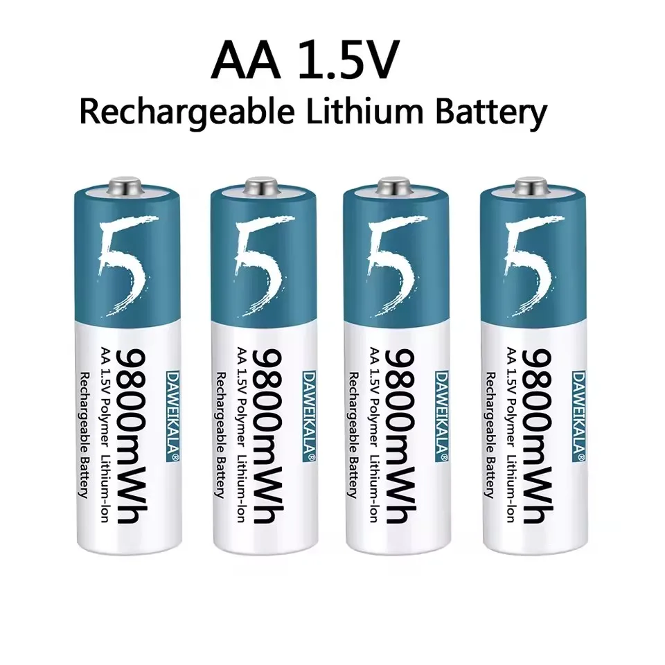 AA-Batterie 1,5 V Li-Ion AA-Akku 9800 mWh AA-Lithium-Ionen-Batterie für ferngesteuerte Maus, kleiner Ventilator, elektrisches Spielzeug
