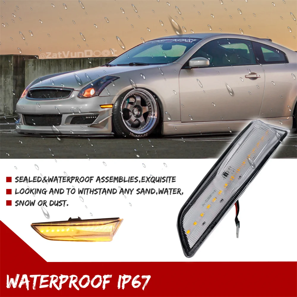 Amber LED Car Light Front Side Marker Turn Signal Light Indicator Light For Infiniti G35 2 doors coupe 2003 2004 2005 2006 2007 - view 4