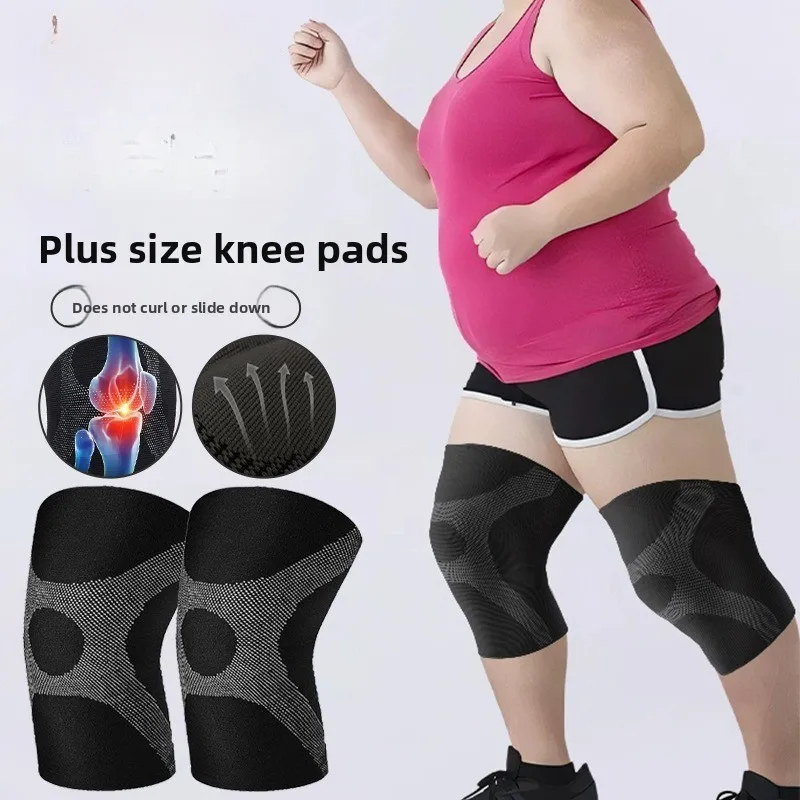 

Plus Size Sports Knee Brace, Nylon Knit Elastic Support for Running & Badminton, Non-Slip Compression Knee Sleeve