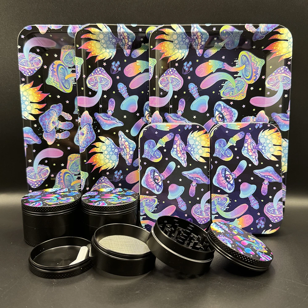 DIY Tobacco Rolling Tray  7.1X4.7in Cigarette Storage TinPlate Grass Grinder Tray with Cigarette Case Metal Tinplate Box