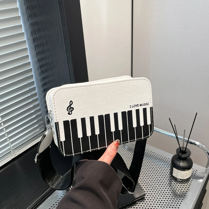 

Piano Note Small Square Bag Funny Backpacks Contrasting Colors Fashionable Girl Sweet Personal Diagonal Cross Shoulder Bag New