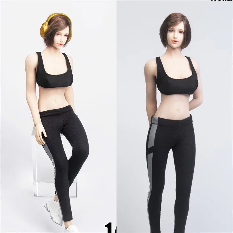 

TYM105 1/6 Scale Female Fashion Black Yoga Sportswear Vest Top Tight Pants Sports Shoes Fit 12inch Action Figure Body Model Doll