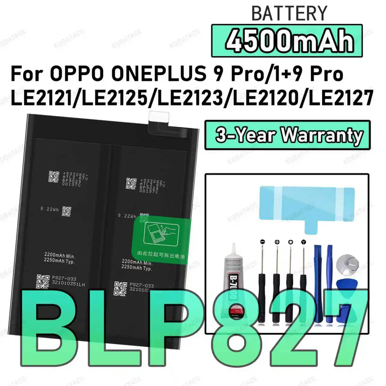 100% New High Quality BLP827 Battery For OPPO ONEPLUS 9 Pro/LE2121/LE2125/LE2123 Replacement Batteria +Free Tools