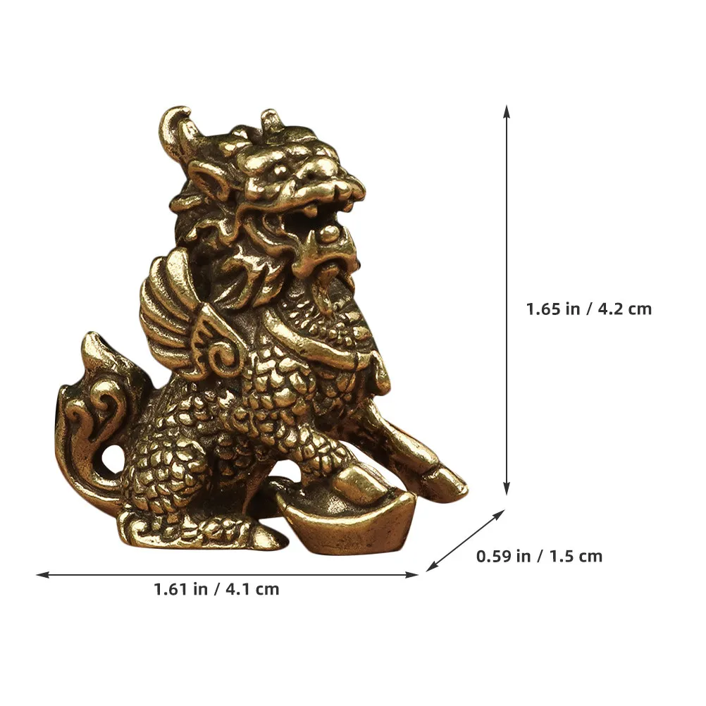 Vintage Brass Kylin Ornament Statue – Creative Desktop & Indoor Garden Home Office Decor (1 Pair)