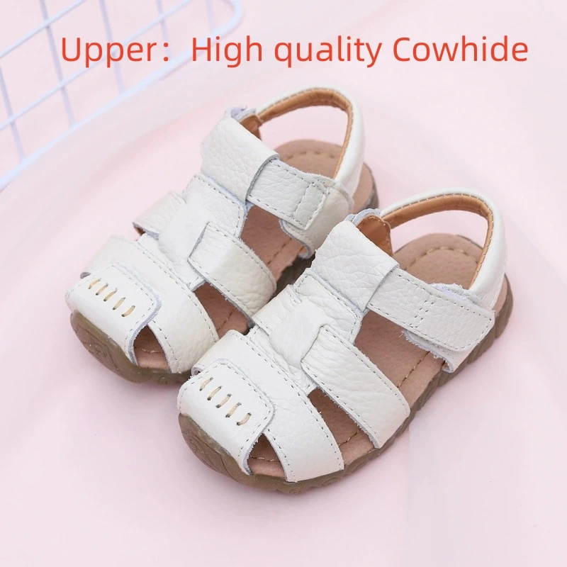 

Cow Leather Baby Boys Sports Sandals Summer Outdoor Non-slip Sole Girls Beach Shoes Genuine Leather Upper Children's Shoes