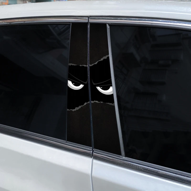 2 قطعة ملصقات السيارات العين باب السيارة عمود ملصقات مقاوم للماء الفينيل ملصقات مضحك سيارة ملصقات ذاتية اللصق ذاتية الصنع