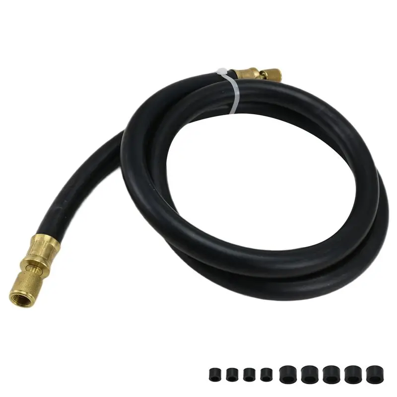 

Hot Trend-High-Flow Refrigerant Hose, 6' Length, 1/2" Diameter, Black Color, 3/8" To 1/4" Fittings Included
