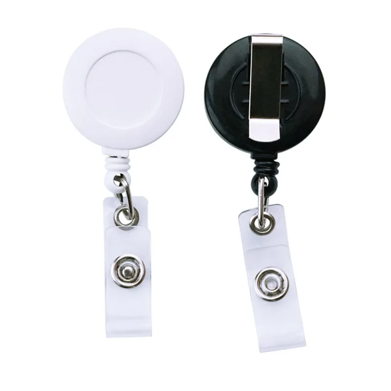 1pc Retractable Badge Reel Round Shape Working Permit Clip Easy Pull Pass Work Card Holder Clip for ID Tag