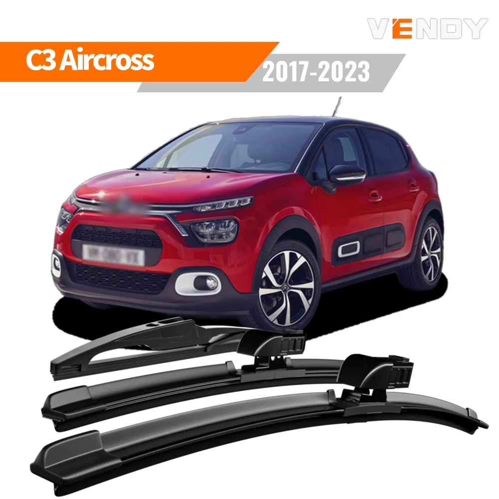 1set Front & Rear Windshield Wiper Blades Windscreen Wipers For Citroen C3 Aircross 2017-2023 Rubber Brushes Car Accessories