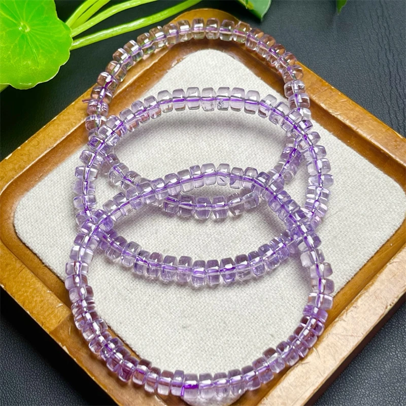 

6X3MM Natural Amethyst Facet Bead Bracelet For Women Men Love Gift Crystal Beads Strands Jewelry Gift 1PCS