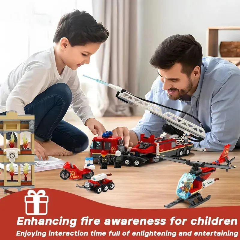 シティシリーズ ダウンタウン消防隊はしごモデル ビルディングブロック ブリック 誕生日プレゼント クリスマスおもちゃ 装飾装飾品 60216