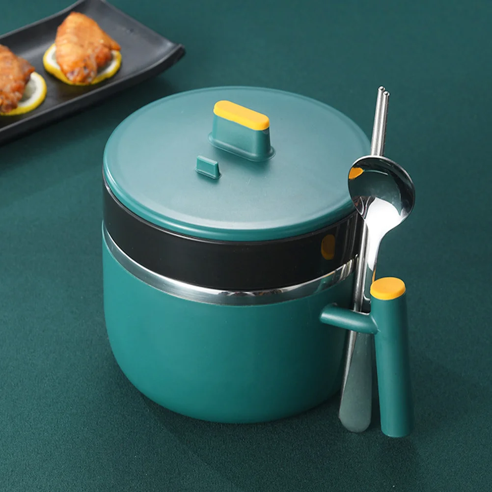 

1pc Fast Food Cup Bento Box High-Quality Plastic Stainless Steel Lightweight Noodle Bowl For Home Travel Camping Office School