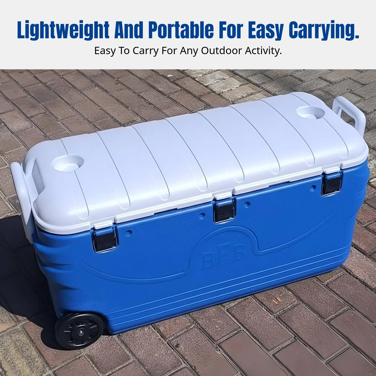 

Fishing Cooler Box, Large Capacity Insulated Ice Chest, Outdoor Sea, Boat, Shore Fishing, cream navy