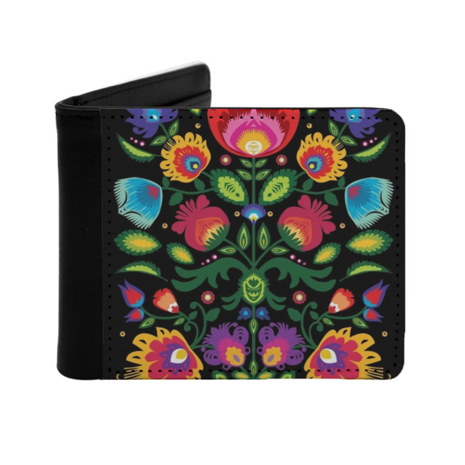 

Народная композиция с цветами, короткие мужские кошельки, держатель для кредитных карт, ретро-кошелек, мужской кошелек из искусственной кожи, польский лак, лак