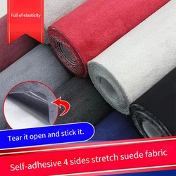 4 Sides Elastic Suede Fabric Self-adhesive Per Meter for Car Interior Jewelry Box Furniture Decoration Diy Sewing Smooth Cloth